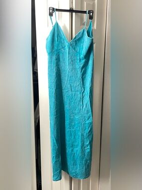 Zenana Outfitters Turquoise Slip Midi Dress
